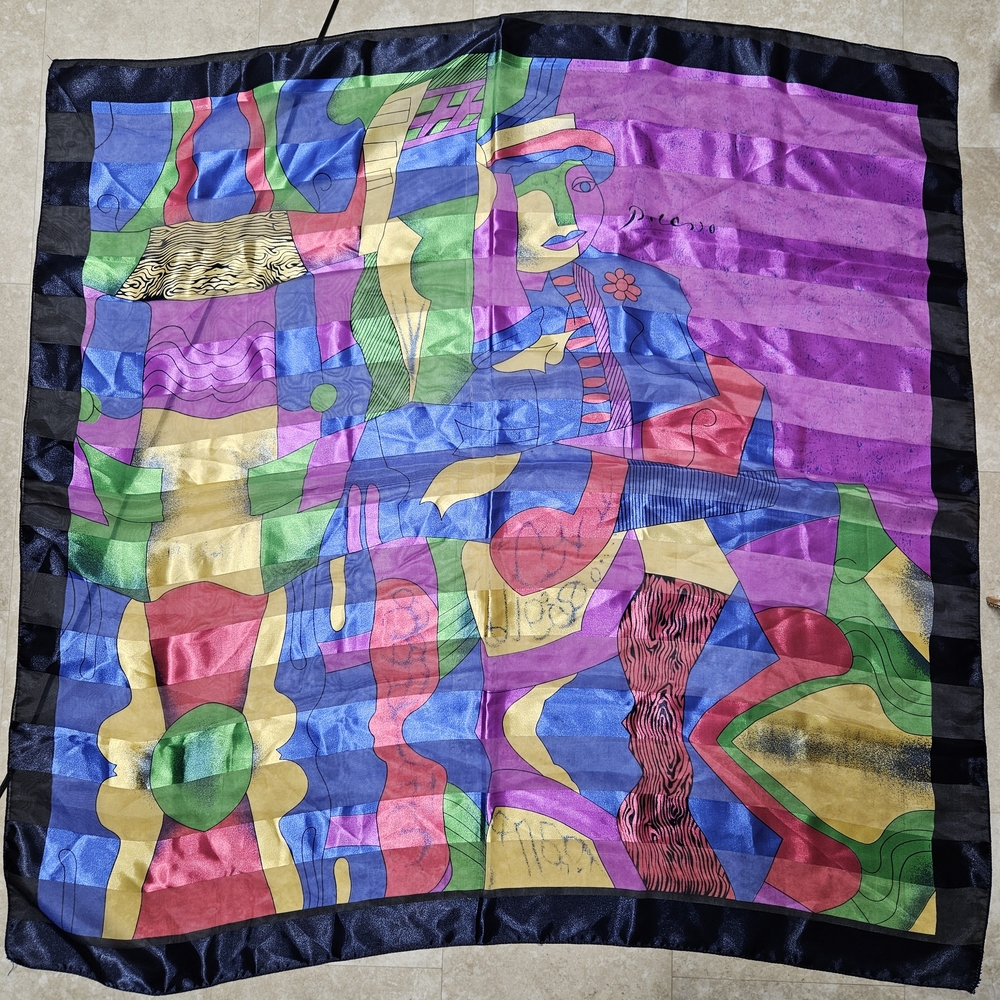 Picasso Artwork Scarf Colorful Vintage Art Abstract Silky Satin